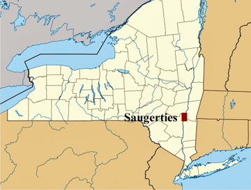 map of NY showing location of Saugerties